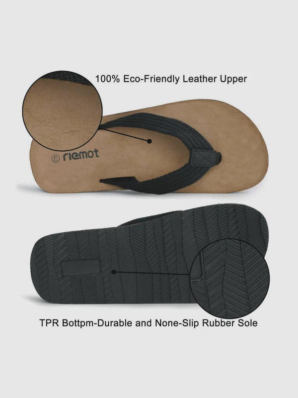 Riemot Men's Classic Summer Flip Flops  Support lightweight Beach Sandals