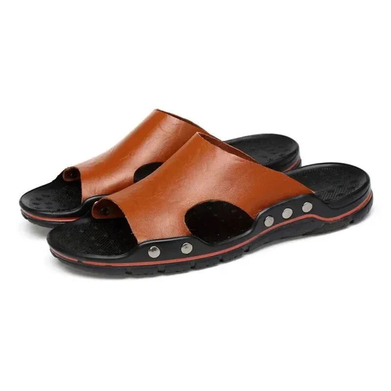 Men Summer Slippers Breathable Luxury Sandals Beach Classics Leather Flip Flops