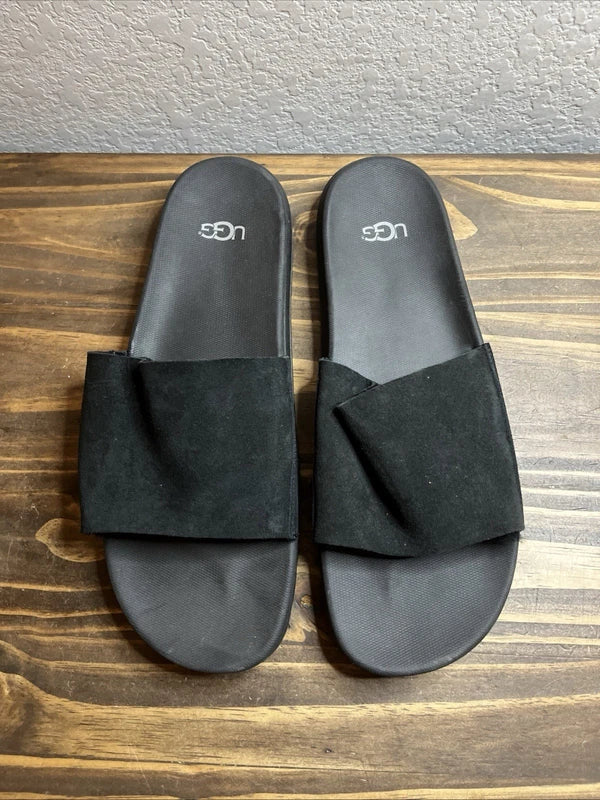 UGG Shoes Xavier Sandals Slippers Slides TF Twin Face Black Sz 13/13.5 Pre-Owned