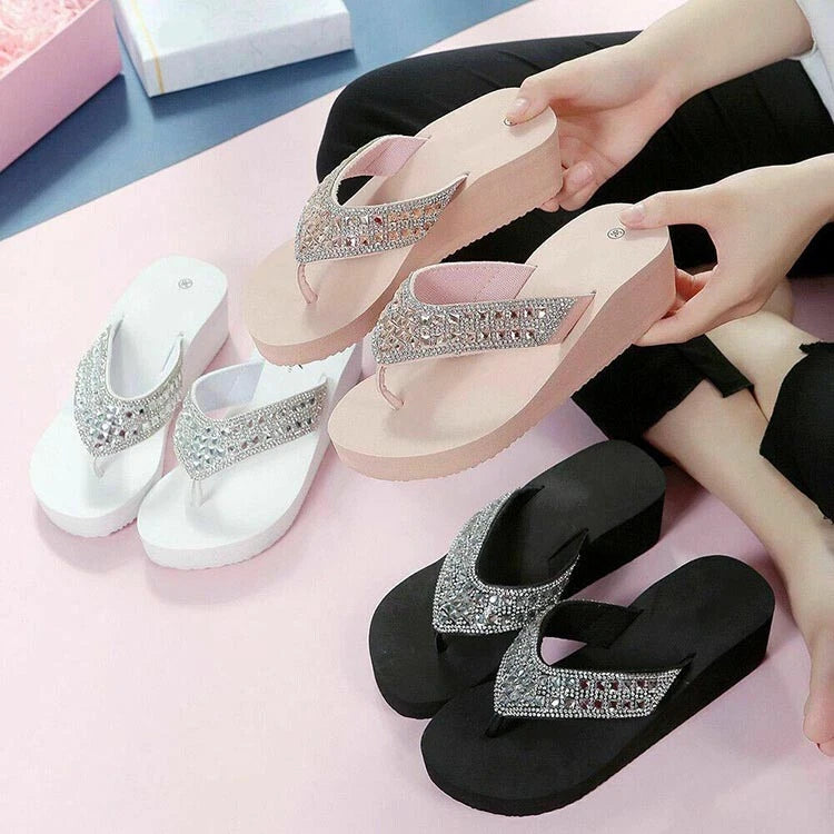 Women Wedge Platform Thong Sandals Beach Slippers Clip Toe Shoes Flip Flops new