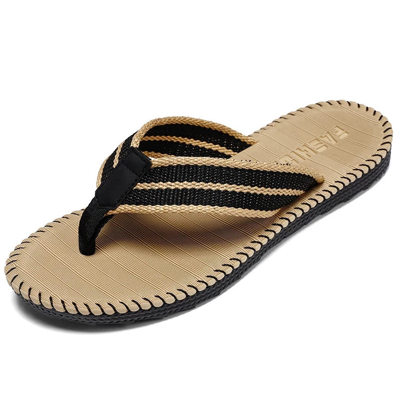 Men's flip flops summer new lightweight rubber woven slippers fashion casual