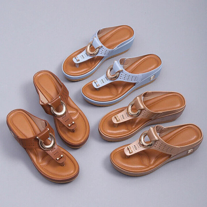 Mid-Wedge Women Orthopedic Sandals Casual Shoes Flip Flops Anti-Slip Slippers US