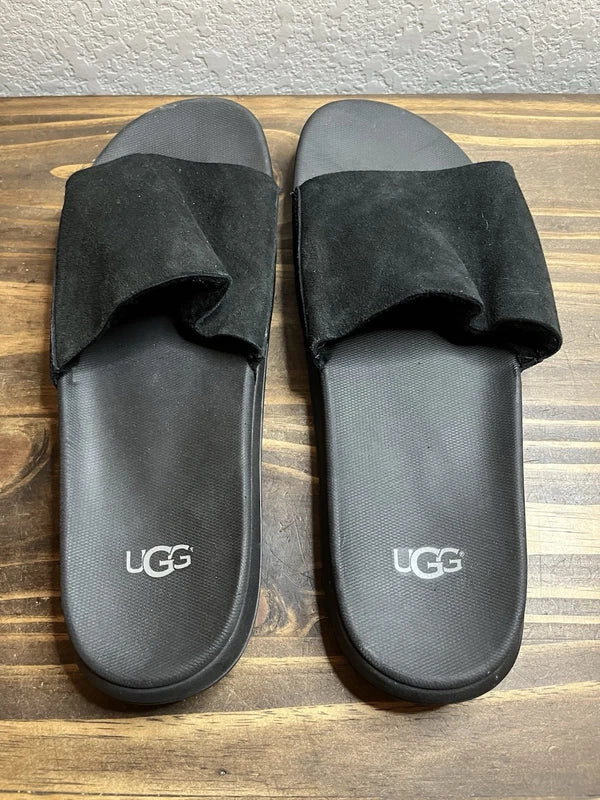 UGG Shoes Xavier Sandals Slippers Slides TF Twin Face Black Sz 13/13.5 Pre-Owned