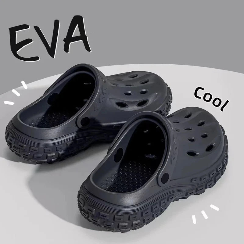 Summer Men's Thick Sole Clogs With Strap Durable Platform Sandals Comfortable