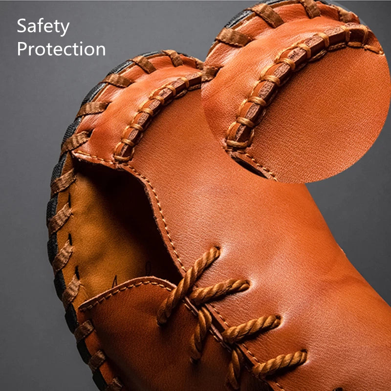 Mens Summer Sports Soft Slippers Genuine Leather Beach Shoes Casual Sandals