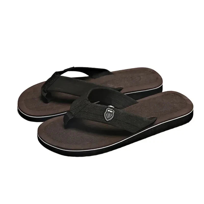 Simple New Men's Flip Flops Summer Outer Wear Non-slip Toe-gripping Clamp Shoes