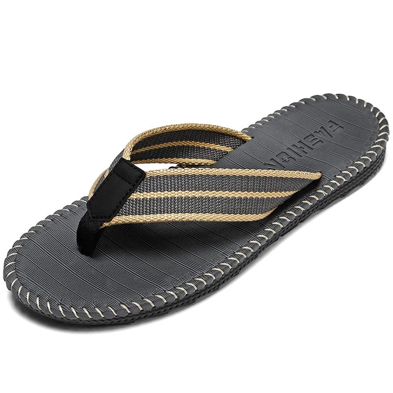 Men's flip flops summer new lightweight rubber woven slippers fashion casual