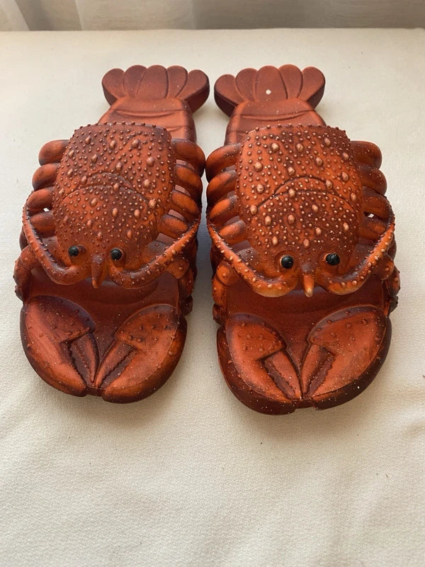 Lobster Slippers Beach Flip Flop Slip On Men’s Size 42/43 Orange Red Water READ