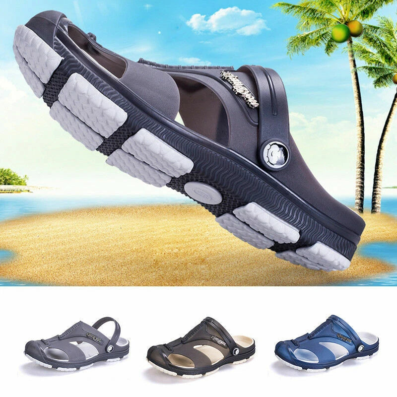 Summer Men Beach Hollow out Sandals Flip Flops Slippers Flat Heel Casual Shoes