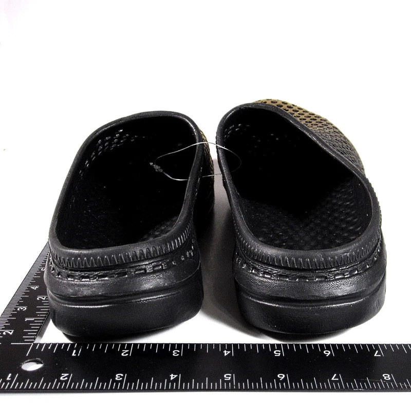 Men (10M) Letter Graphic Hollow Out Light Sandals Beach Slippers Gold Black