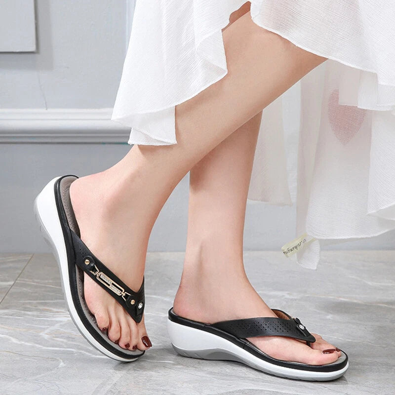 Summer Womens Flip Flops Thong Sandals Arch Support Cushion Slippers Soft Shoes