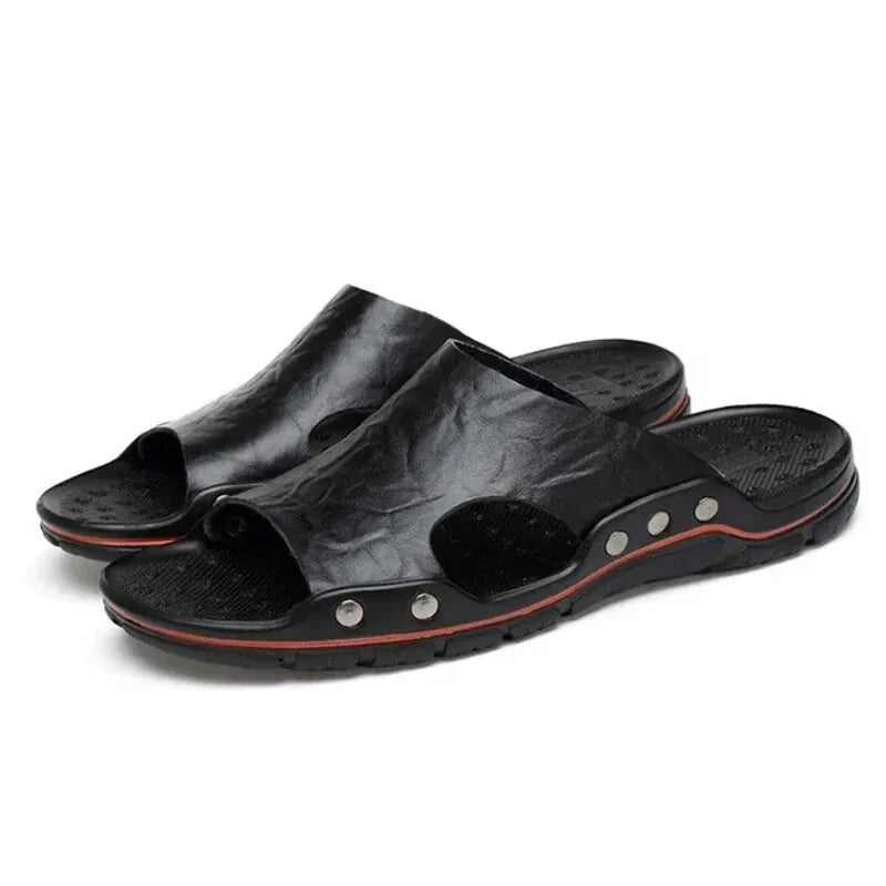 Men Summer Slippers Breathable Luxury Sandals Beach Classics Leather Flip Flops
