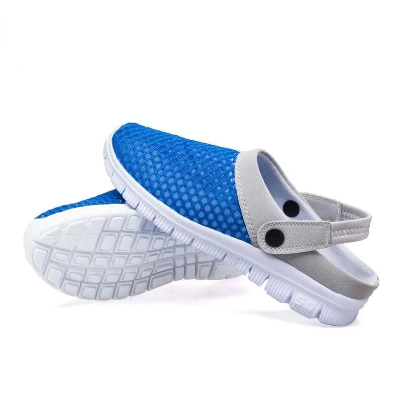 Mens Womens Summer Mesh Breathable Sandals Couples Beach Slippers Hook & Loop