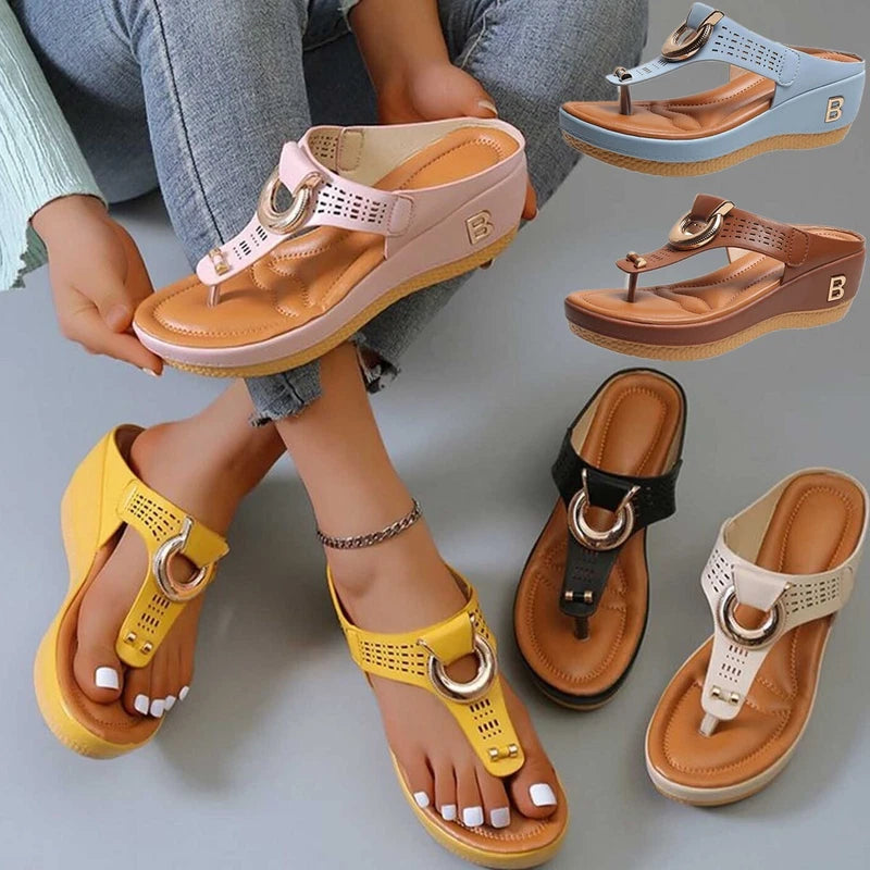 Mid-Wedge Women Orthopedic Sandals Casual Shoes Flip Flops Anti-Slip Slippers US