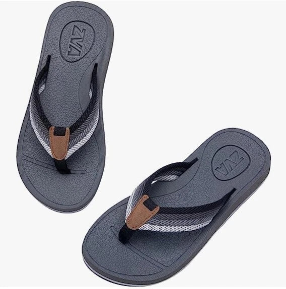 ZVA Mens Comfort Flip Flops Thong Sandals with Arch Support Slippers Size 11