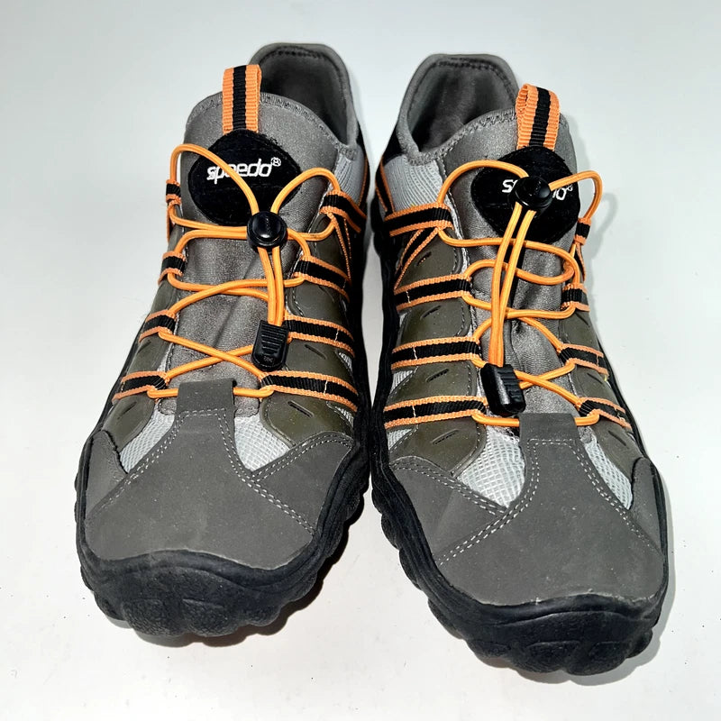 Speedo Mens Slides Mesh Slip-Ons Water Beach Running Silver/Gray Size 13