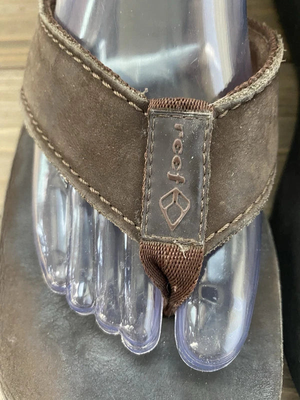 Reef Flip Flops Sandals Slides Beach Festival Boho Travel Men’s Sz 9-10 Brown