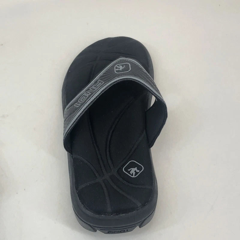 AND1 Men Athletic Beach Pool Slides Slipper Thong SZ 7 Black Gray