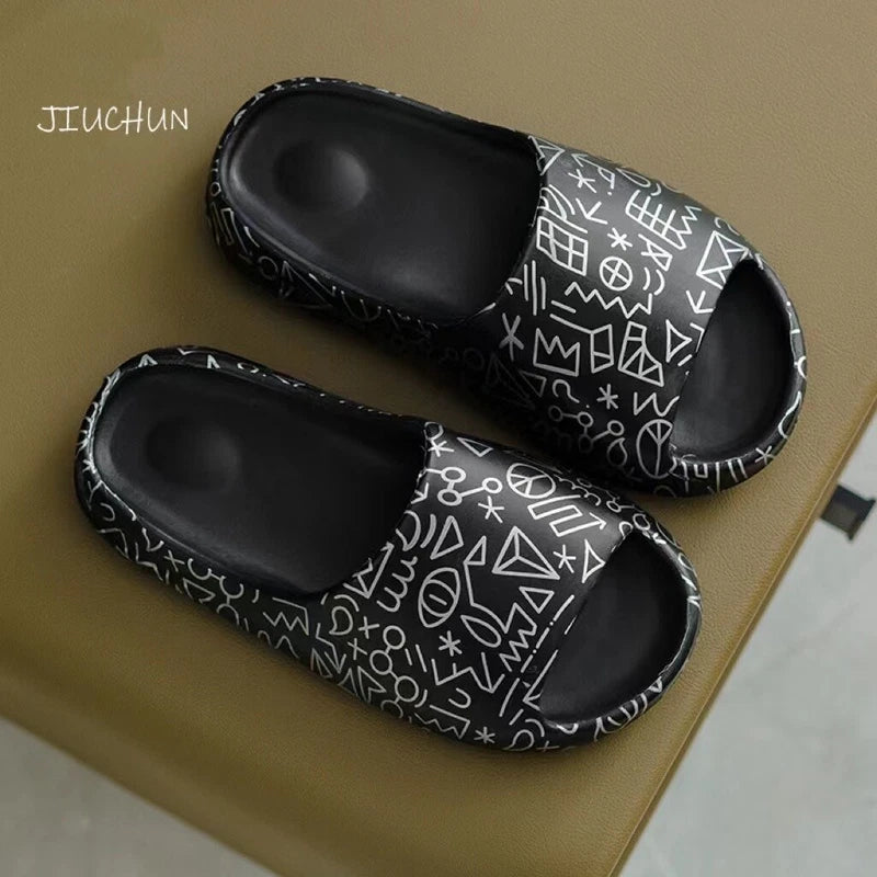 2023 Summer Slides Breathable Beach Sandals Flip Flops Mouth Mens Soft Slippers