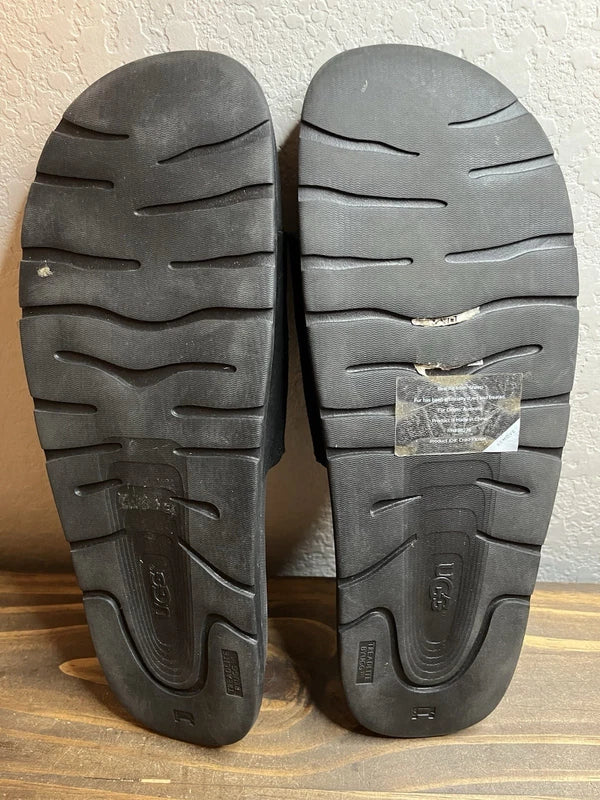UGG Shoes Xavier Sandals Slippers Slides TF Twin Face Black Sz 13/13.5 Pre-Owned