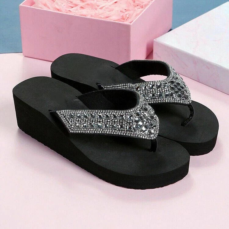 Women Wedge Platform Thong Sandals Beach Slippers Clip Toe Shoes Flip Flops new