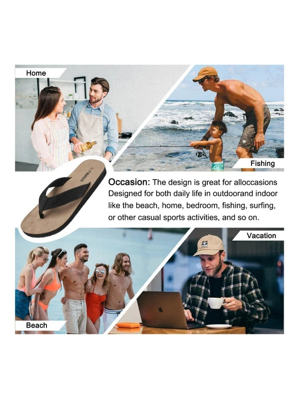 Riemot Men's Classic Summer Flip Flops  Support lightweight Beach Sandals