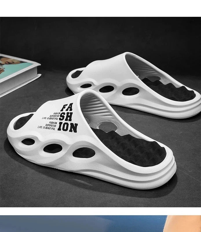 Men's Fashion Massage Slippers Non-Slip EVA Flip Flops Beach Shower Shoes Gift