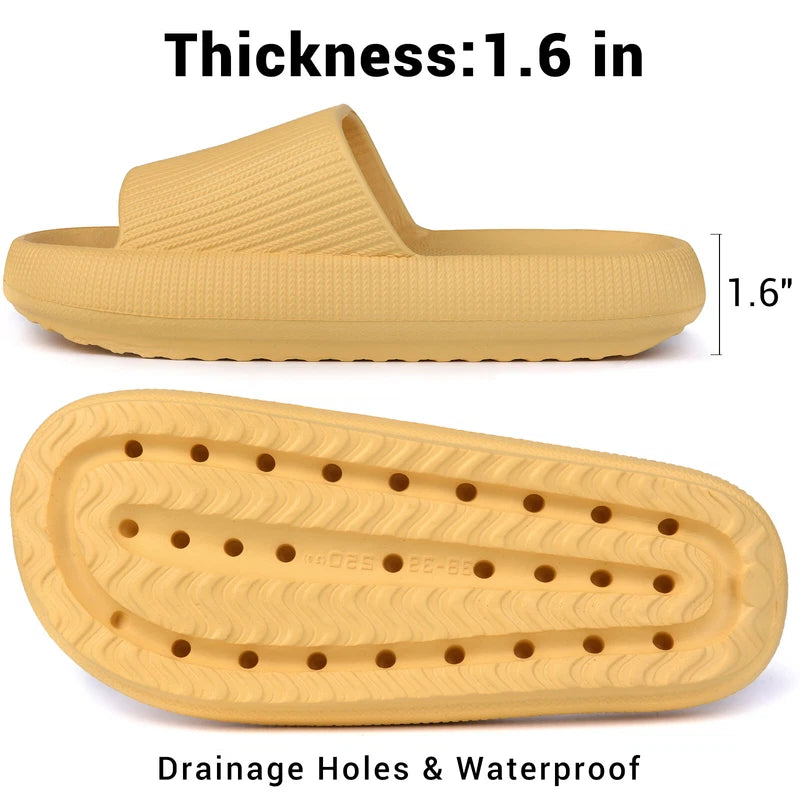 Women Men Cloud Slippers Comfort Pillow Slide Sandals Bathroom Beach Home Shoes