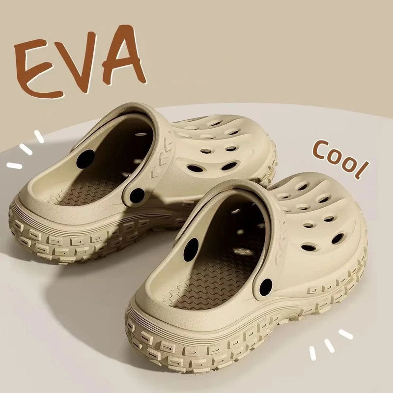 Summer Men's Thick Sole Clogs With Strap Durable Platform Sandals Comfortable