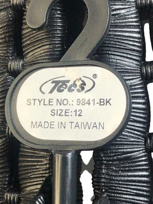 TECS Men's Shower Shoe with Open Toe Rubber Sole Size 12 Black Gym, Beach, Dorm