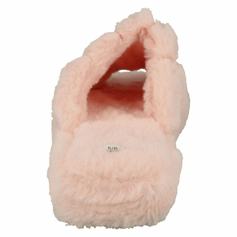 Ladies Faux Fur Striped Detail Sliders / Slippers : X2R119