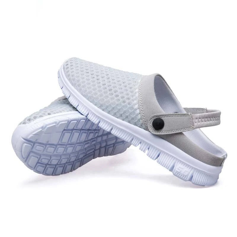 Mens Womens Summer Mesh Breathable Sandals Couples Beach Slippers Hook & Loop