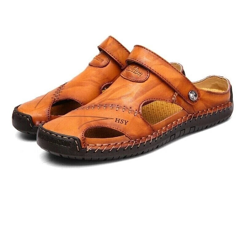 Mens Summer Sandals Casual Leather Shoes Outdoor Beach Breathable Casual Shoes