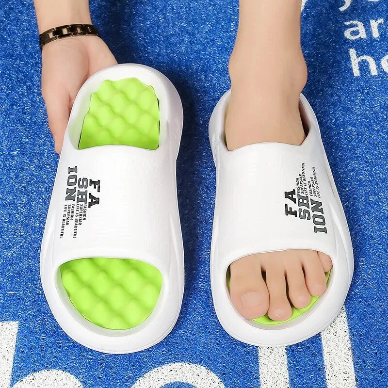 New Summer Man Massage Slippers 2025 Indoor Outdoor Beach Sandals Soft Bottom