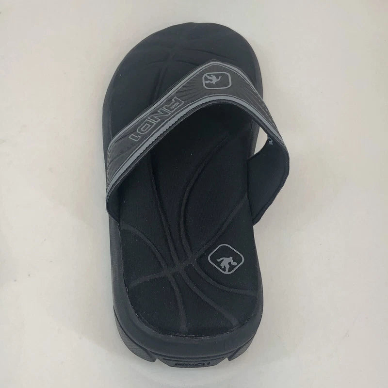 AND1 Men Athletic Beach Pool Slides Slipper Thong SZ 7 Black Gray
