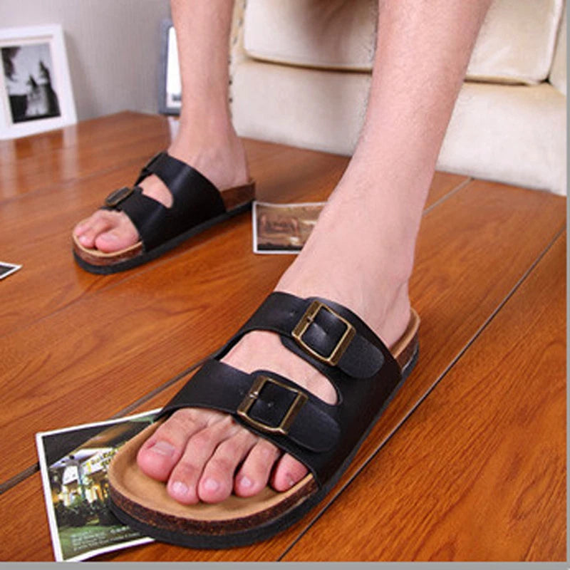 Men Summer Flip Flops Buckle Cork Beach Summer Slipper Sandals Shoes Slip On / ✲