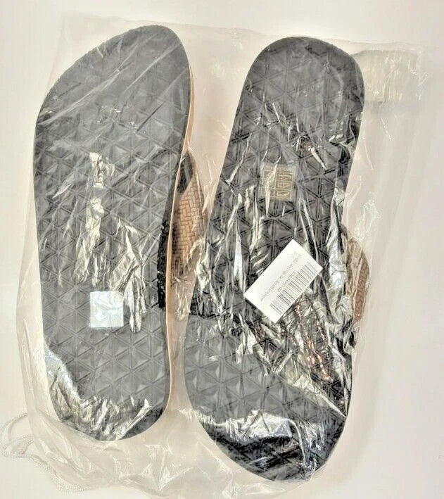 Men's Size 14 Brown Leather Flip Flop Sandals Arch Support Orthotic Comfort Foam