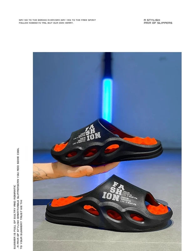 Men's Fashion Massage Slippers Non-Slip EVA Flip Flops Beach Shower Shoes Gift