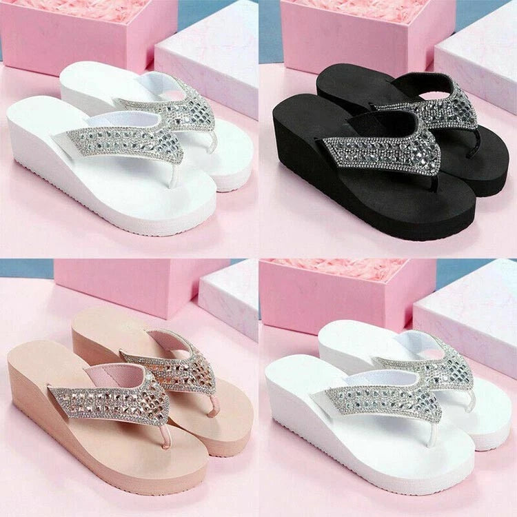 Women Wedge Platform Thong Sandals Beach Slippers Clip Toe Shoes Flip Flops new