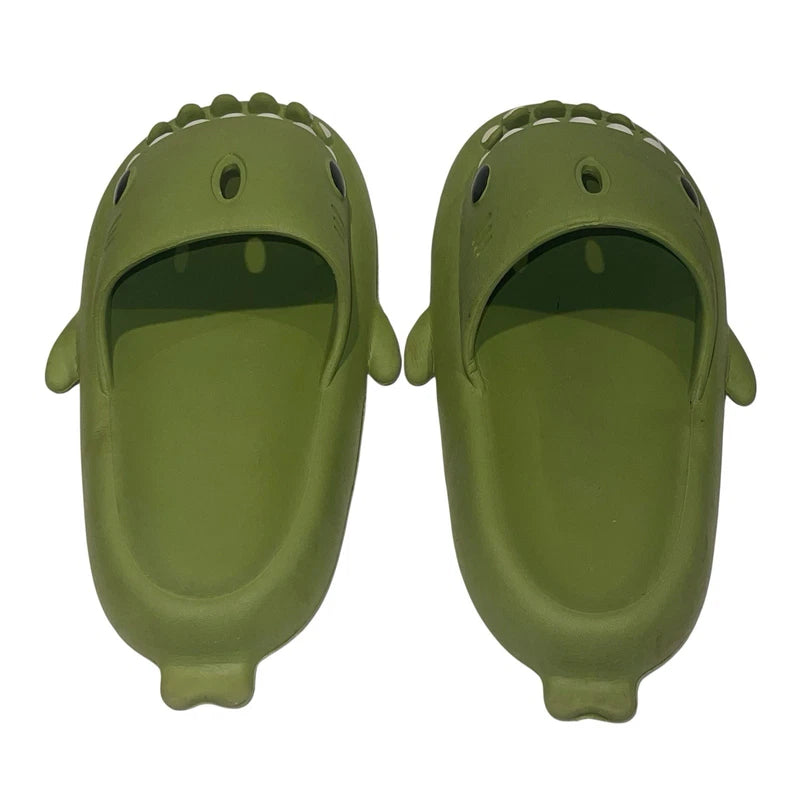 Shark Slides Green Unbranded Size 38-39 Mens 7.5/8 Slippers Beach EUC