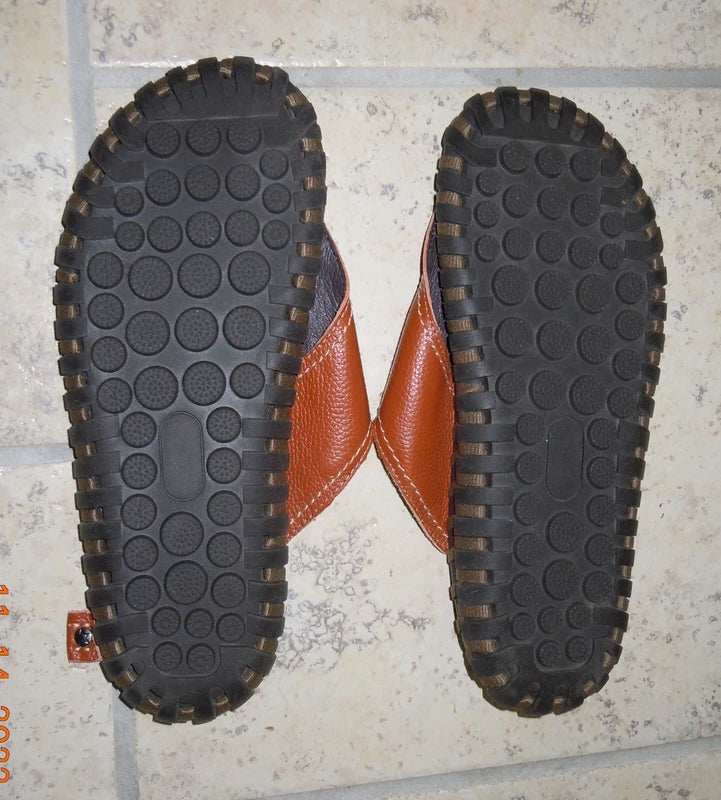 Merkmak Luxury Brand Flip Flop Slippers Beach Sandals Genuine Leather For Men 11