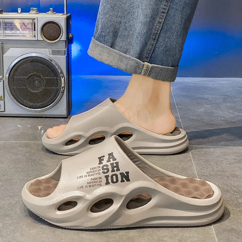 Men's Fashion Massage Slippers Non-Slip EVA Flip Flops Beach Shower Shoes Gift