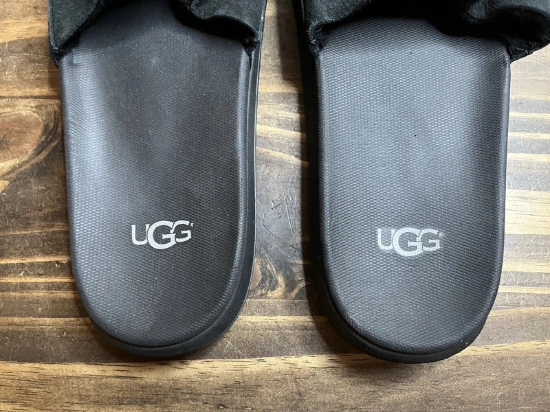 UGG Shoes Xavier Sandals Slippers Slides TF Twin Face Black Sz 13/13.5 Pre-Owned