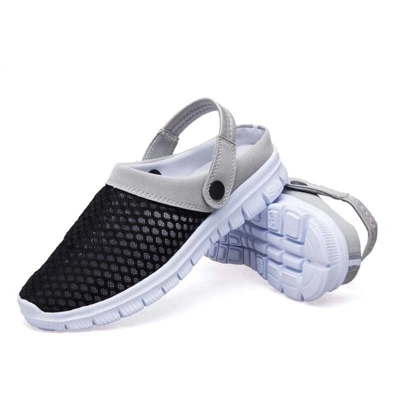 Mens Womens Summer Mesh Breathable Sandals Couples Beach Slippers Hook & Loop