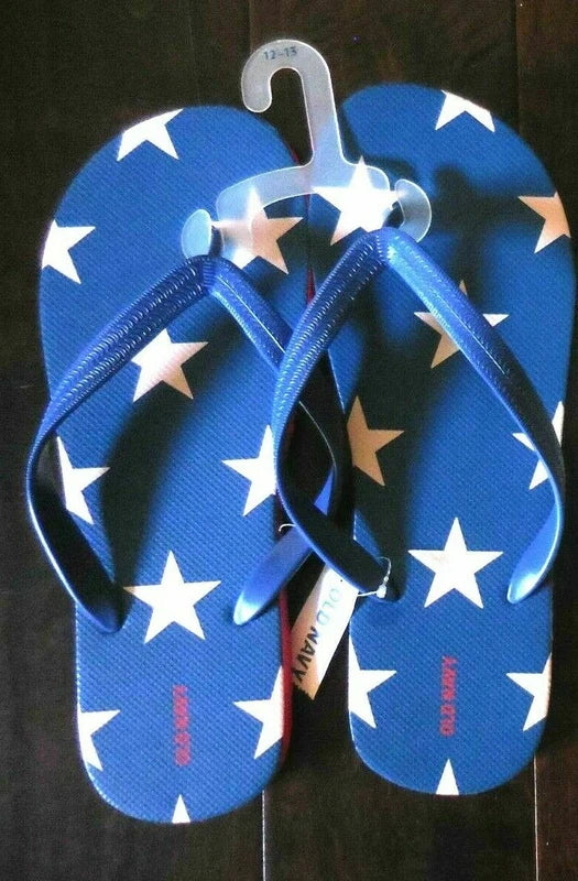 OLD NAVY Flip Flop Slippers Red Blue Stars Beach Palm Tree Size 12/13 YOU PICK 1