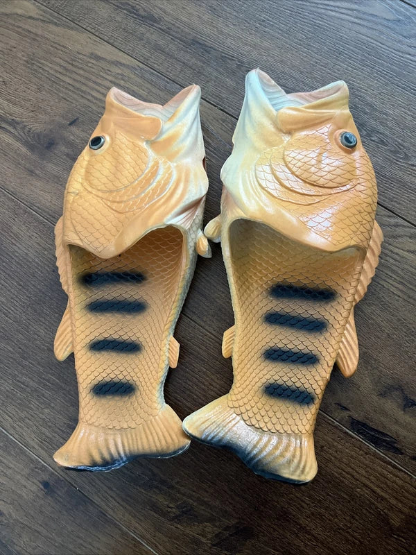 Funny Fish Slippers Beach Flip Flops Fashion Slides Unisex Summer Size 9,5-10