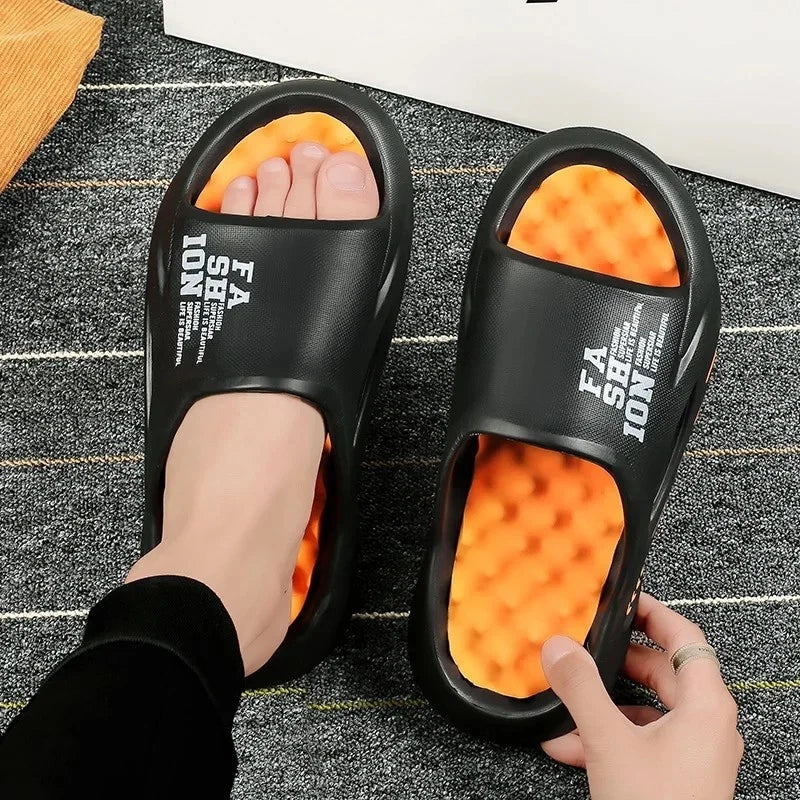 New Summer Men Massage Slippers Sandals Casual Beach Shoes Soft Sole Slides Gift