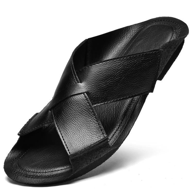 Mens Summer Flat Slip On Sandals Soft Fisherman Shoe Slipper Beach Pump Brown