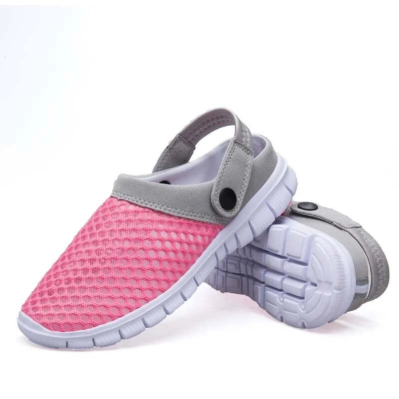 Mens Womens Summer Mesh Breathable Sandals Couples Beach Slippers Hook & Loop