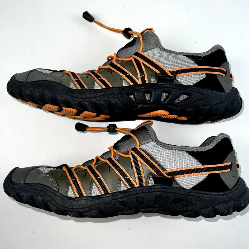 Speedo Mens Slides Mesh Slip-Ons Water Beach Running Silver/Gray Size 13